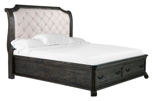 Bellamy - Complete Queen Sleigh Storage Bed - Peppercorn