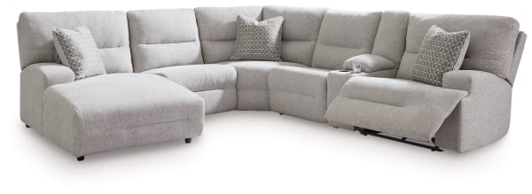 Acklen Place - Pewter - 6-Piece Power Reclining Sectional With Laf Power Reclining Back Chaise