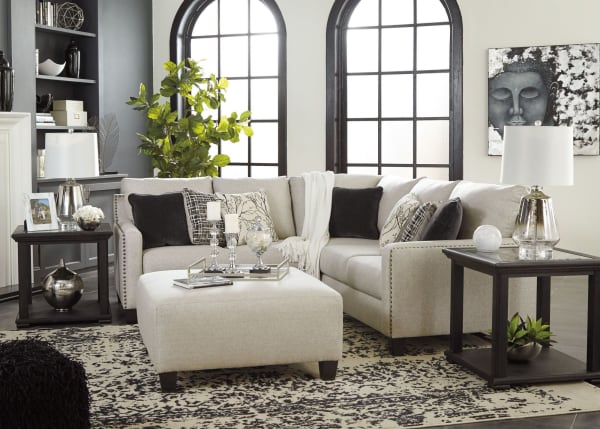 Hallenberg - Fog - Left Arm Facing Loveseat, Armless Chair, Right Arm Facing Sofa with Corner Wedge Sectional