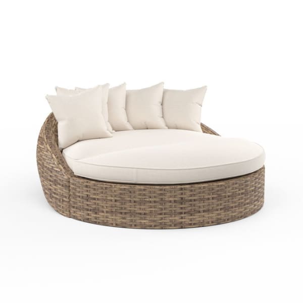 Havana - Round Daybed, With Self Welt - Canvas Flax / Dark Brown