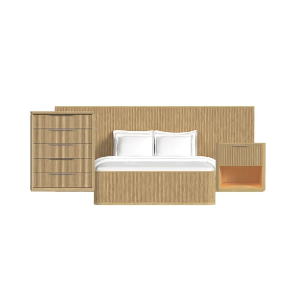Sylvie - 3 Piece King Wall Bed Bedroom Set - Natural