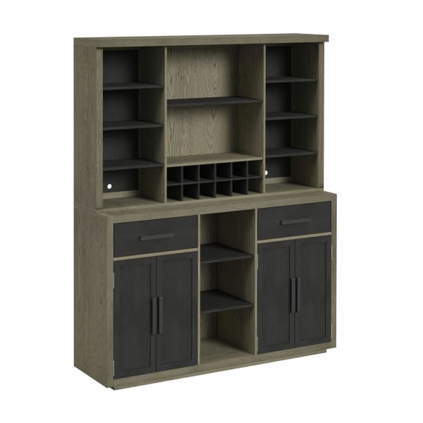 Jemma - Buffet And Hutch With Light - Gray And Dark Espresso