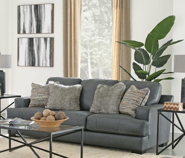 Marco - Leather Sofa - Gunmetal