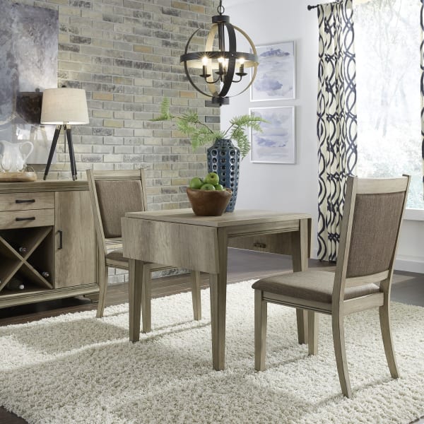 Sun Valley - 3 Piece Drop Leaf Set (Upholstered Chairs) - Light Brown