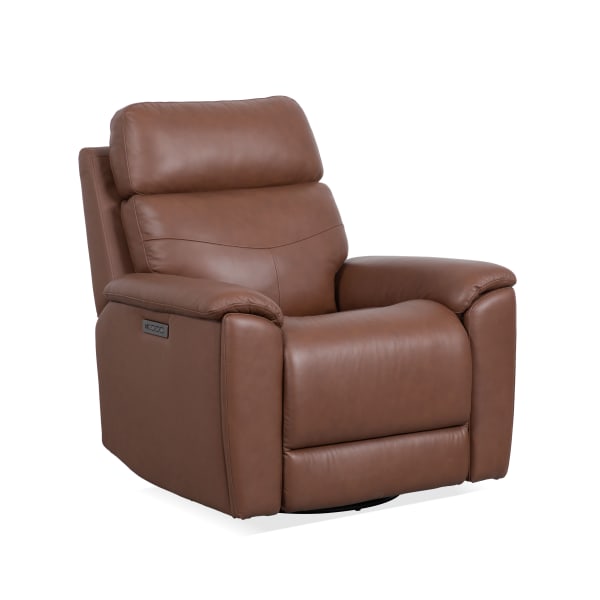 Refined - Power Swivel Gliding Recliner With Power Headrest & Lumbar - Hickory