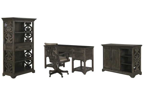 Bellamy - Desk With Chair, Printer Stand And Bookcase - Peppercorn