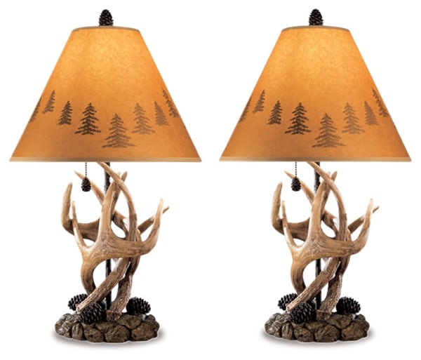 Derek - Brown - Poly Table Lamp (Set of 2)