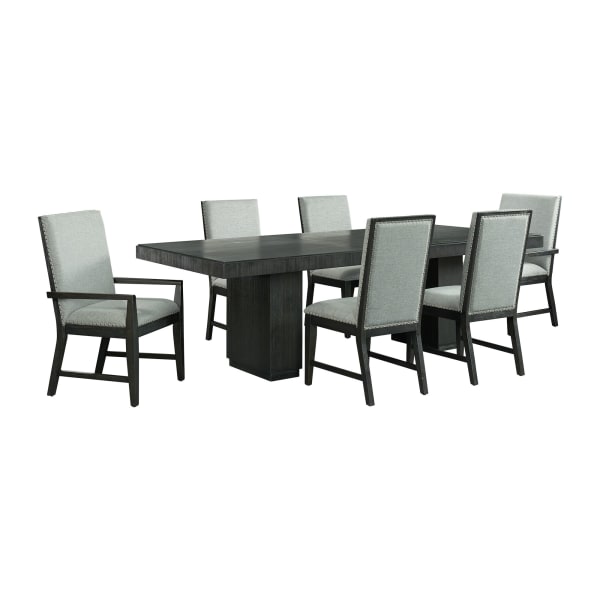 Donovan - 7 Piece Standard Height Dining Set (Table, Four Side Chairs And Two Arm Chairs) - Gray