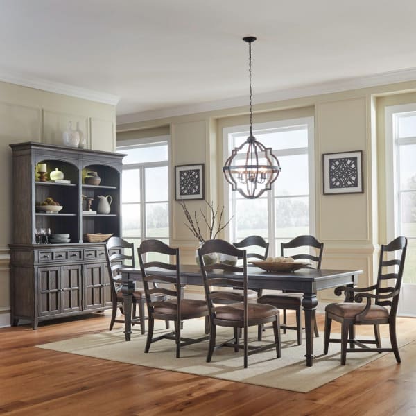 Paradise Valley - Alternate 7 Piece Rectangular Table Set - Brown