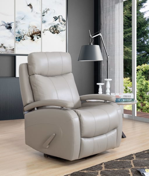 Duffy - Recliner-Swivel Glider With Handle - Pearl Silver