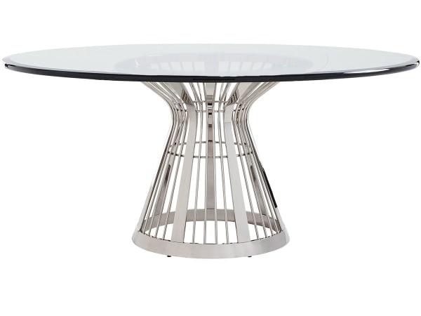 Ariana - Riviera Stainless Dining Table With 72 Inch Glass Top