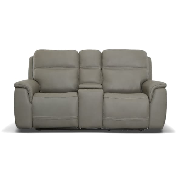 Sawyer - Power Recl Loveseat With Console, Power Headrests, Lumbar - Gray