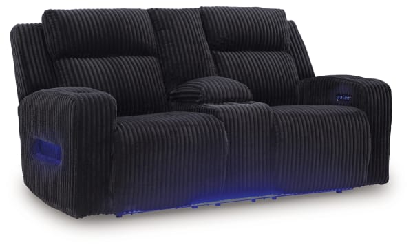 Forest Lake - Power Reclining Loveseat With Console / Adj Headrest - Black