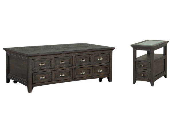 Westley Falls - Lift Top Storage Cocktail Table With Chairside End Table - Graphite