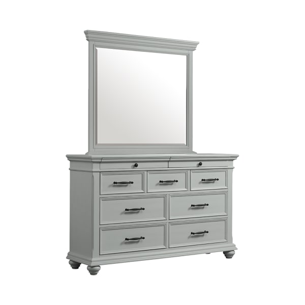 Slater - 9-Drawer Dressser With Mirror - Gray