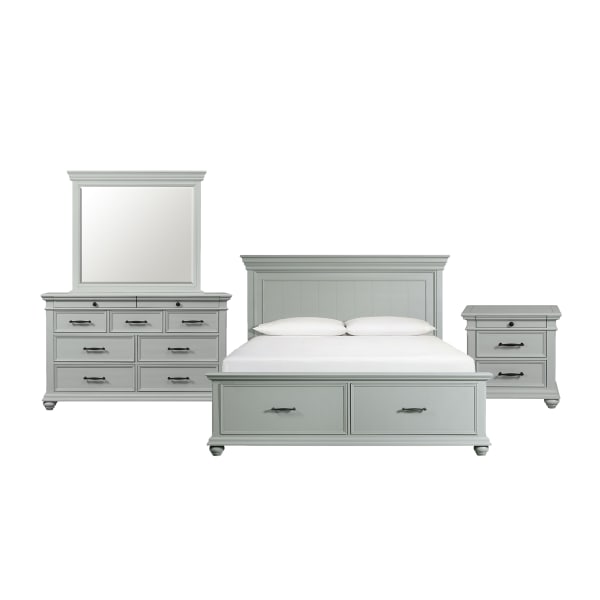 Slater - King Platform Storage 4 Piece Bedroom Set - Gray