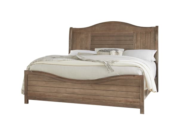 Cool Farmhouse - Queen Sleigh Bed - Natural