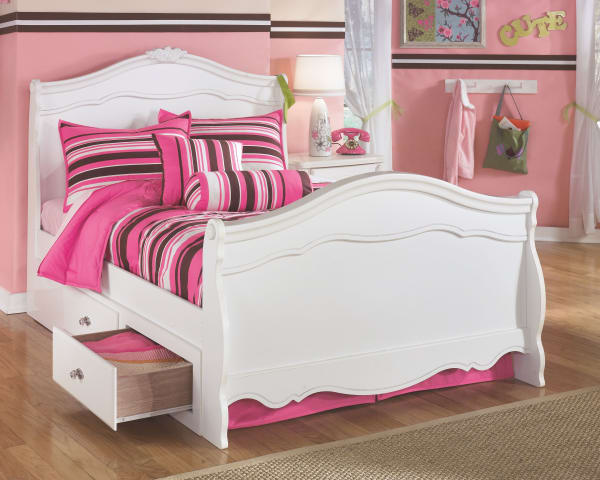 Exquisite - White - Twin Sleigh Bed with 4 Storage Drawers