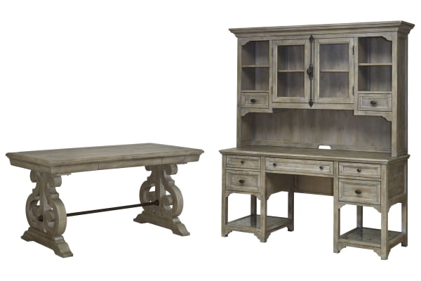 Tinley Park - Writing Desk With Credenza And Hutch - Dove Tail Gray