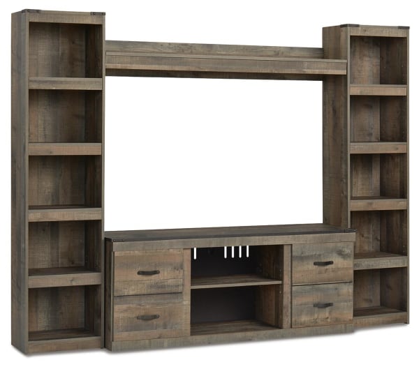 Trinell - 4-Piece Entertainment Center With 60" TV Stand W/Fireplace Option - Brown
