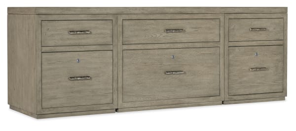 Linville Falls - 84" Credenza With Two Files And Lateral File - Gray