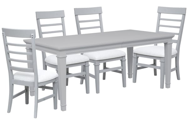 Charleston - Extendable Rectangular Dining Table With 4 Side Chairs - Harbor Gray