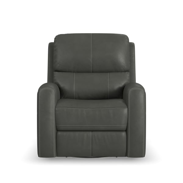 Linden - Power Swivel Gliding Recliner With Power Headrest, Lumbar, Heat & Massage - Charcoal