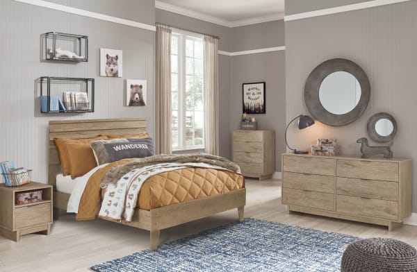 Oliah - Natural - 3 Pc. - Dresser, Full Panel Platform Bed