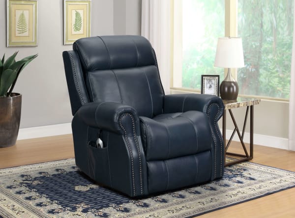 Langston - Lift Chair Recliner - With Power Headrest And Lumbar - Blue
