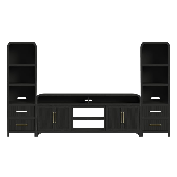 Ridgemont - 3 Piece Entertainment Unit With 82" TV Console - Black With Grain