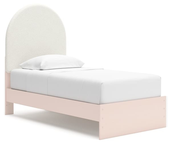 Wistenpine - Blush - Twin Upholstered Panel Bed With Side Storage
