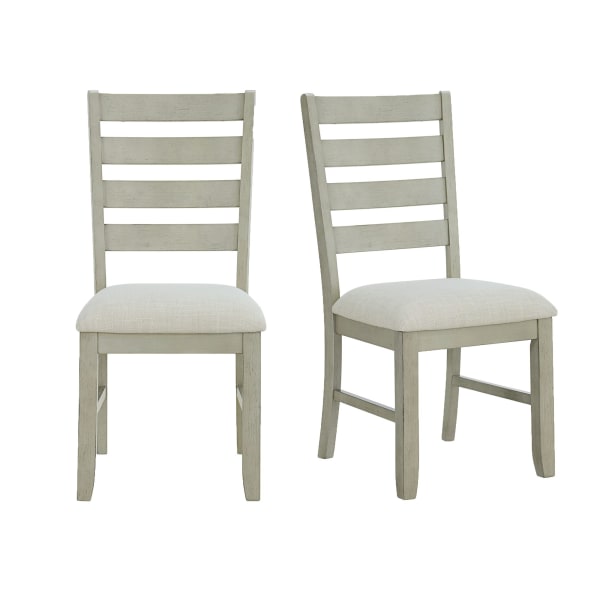 Farmington - Ladder Back Dining Side Chair (Set of 2) - Washed Stone / Light Beige