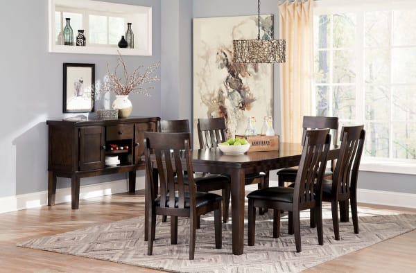 Haddigan - Dark Brown - 7 Pc. - Extension Table, 6 Side Chairs