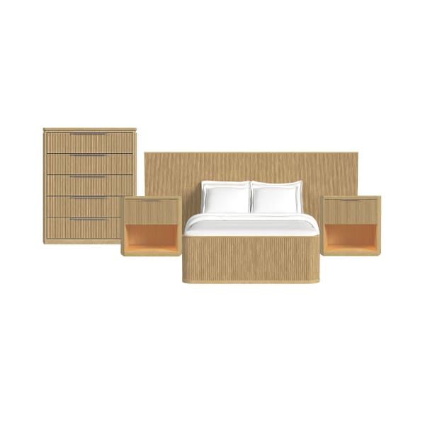 Sylvie - 4 Piece Queen Wall Bed Bedroom Set With 2 Nightstands & Chest - Natural
