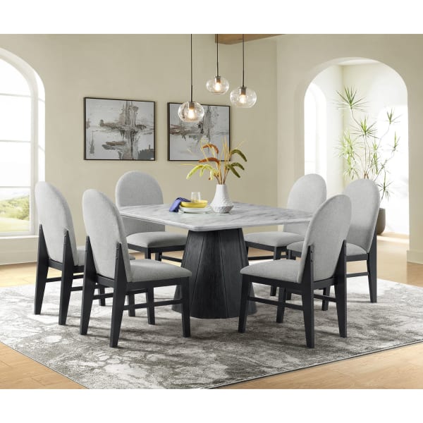 Edison - 7 Piece Standard Height Dining Set (Table And Six Chairs) - White And Black