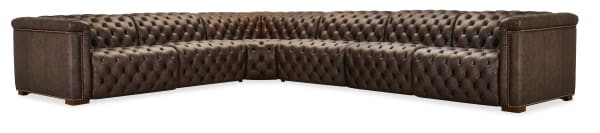 Savion - Deux 6 Seat Sectional With Three Power Recliners And Seven Power Headrests - Dark Brown