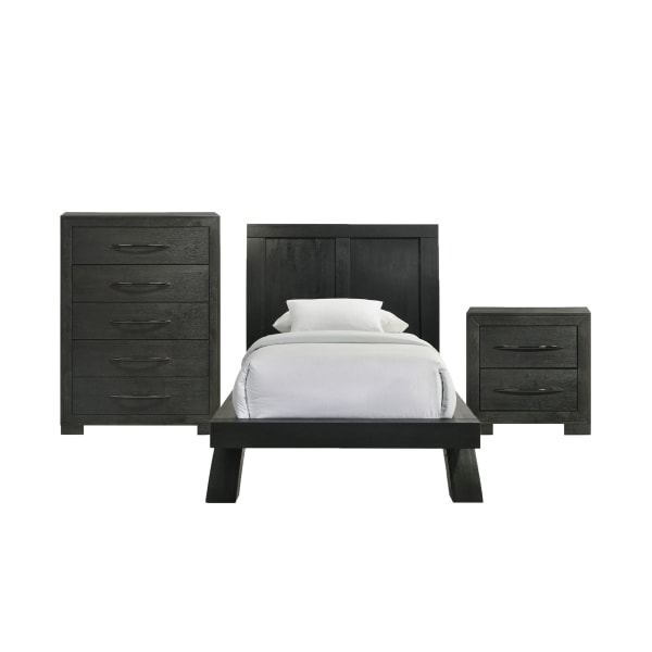 Allan - Twin Panel 3 Piece Bedroom Set - Black