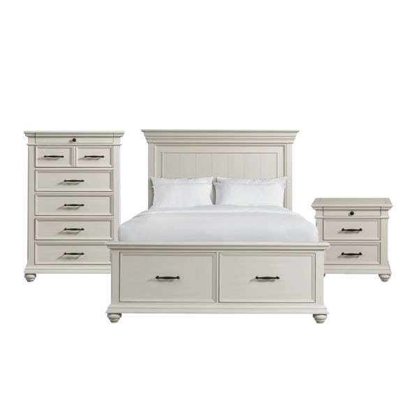 Slater - Queen Platform Storage 3 Piece Bedroom Set - White
