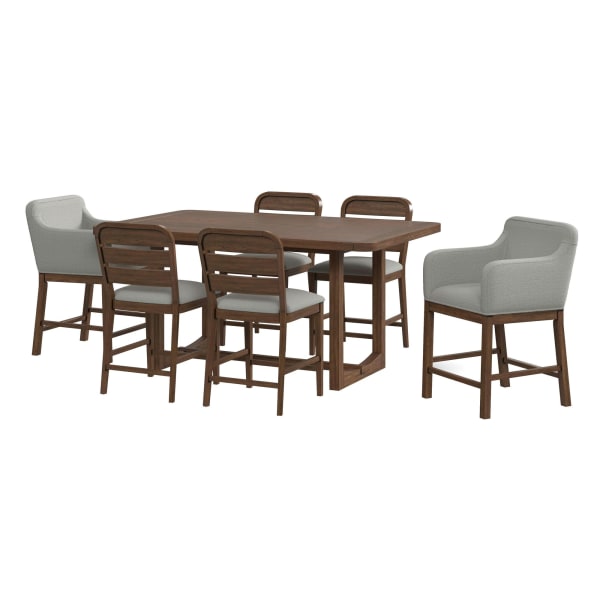 Glinda - 7 Piece Counter Height Dining Set (Table, Four Chairs And Two Upholstered Chairs) - Brown
