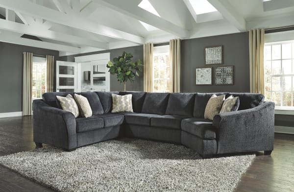 Eltmann - Slate - Right Arm Facing Cuddler With Sofa 3 Pc Sectional