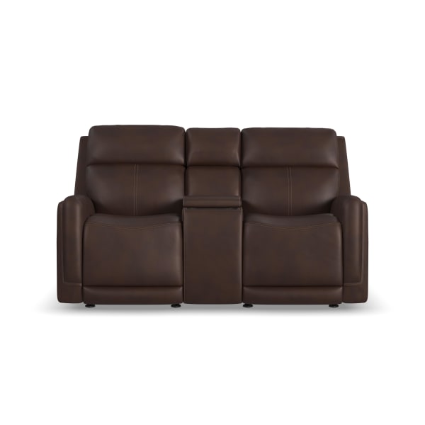 Alister - Power Gliding Loveseat With Console, Power Headrests & Lumbar - Burnt Umber