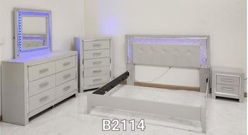 Zyniden - Silver - Full Upholstered Panel Headboard
