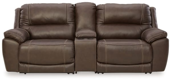 Dunleith - Chocolate - 3-Piece Power Reclining Loveseat With Console