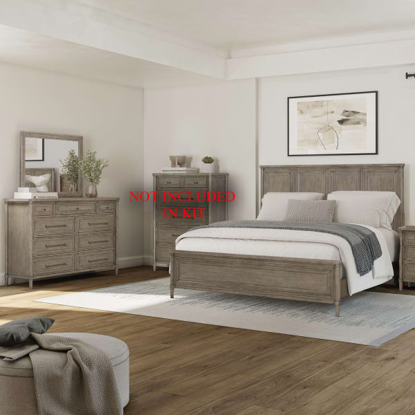 Rochelle Park - 3 Piece Bedroom Set (King Panel Bed, Dresser & Mirror) - Smokey Taupe