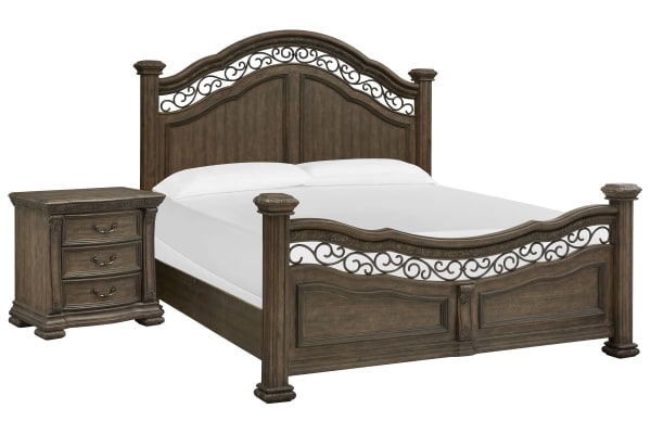 Durango - King Panel Bed With Nightstand - Willadeene Brown
