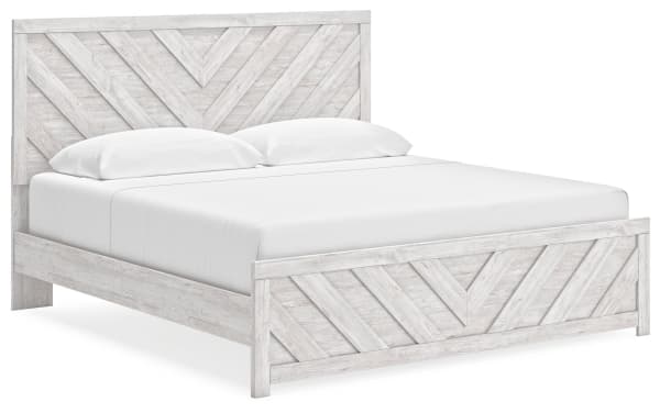 Cayboni - Whitewash - King Panel Bed