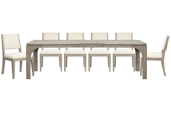 Braelyn - Extendable Rectangular Dining Table With 6 Side Chairs - Dorian Gray / Beige