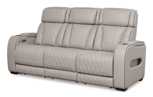 Boyington - Gray - Power Reclining Sofa With Adj Headrest