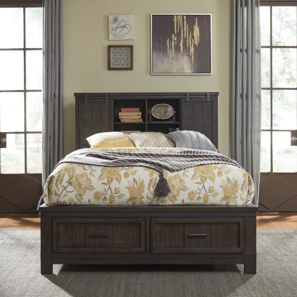 Thornwood Hills - King Bookcase Bed - Dark Brown
