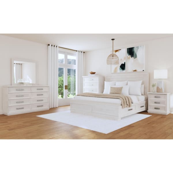 Avalanche - King Storage 3 Piece Bedroom Set - Antique White